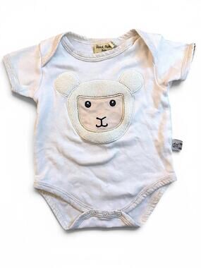 Patrick Francis Baby Organic Cotton Lamb Sheep Bodysuit White 6-12 Months